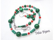 Set bijuterii handmade - malachit si sticla (cod1375)